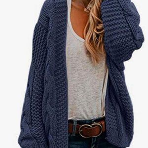 Oversized Chunky Open Front (Grandpa) Cardigan Sweaters Cable Knit